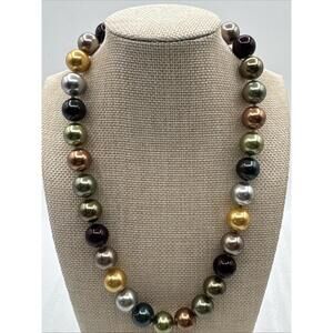 Kenneth Jay Lane 2009 Goldtone Multi-Color Faux Pearl 20” Necklace Adjustable